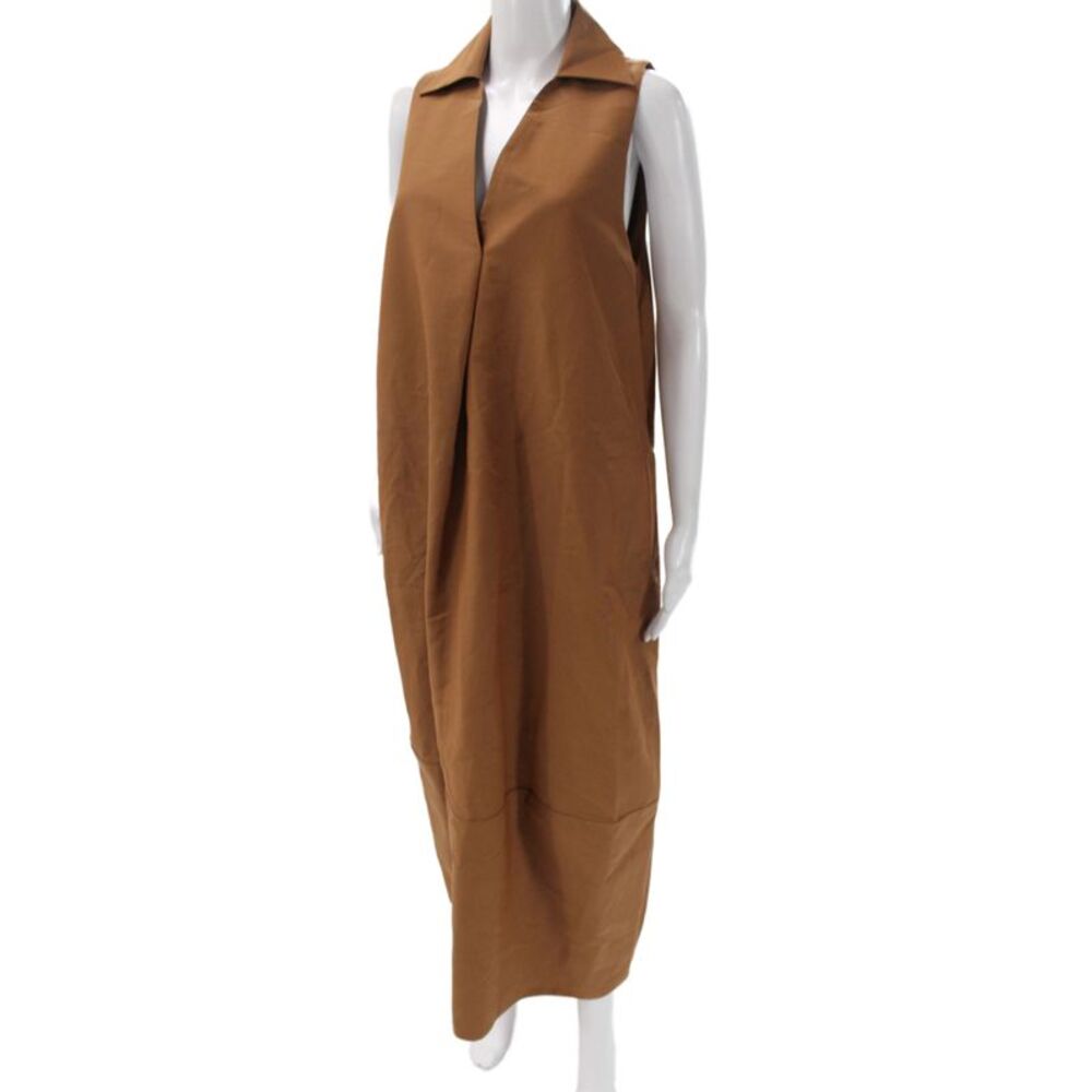 CO Women Collared Sleeveless Maxi Dress Brown Pullover Size M - Picture 2 of 6